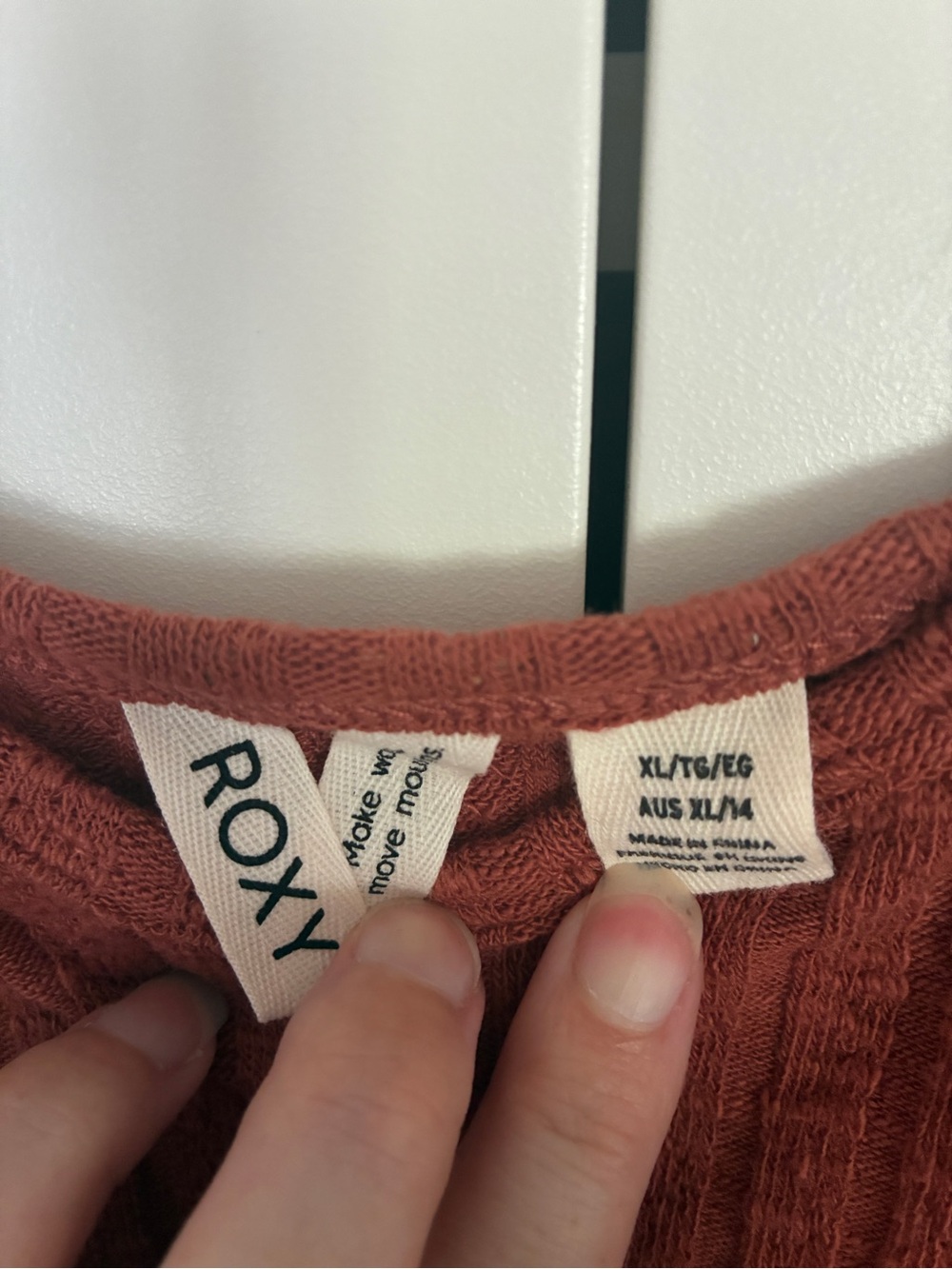 Roxy Ribbed V-Neck Romper - Rust - Picture 2 of 3